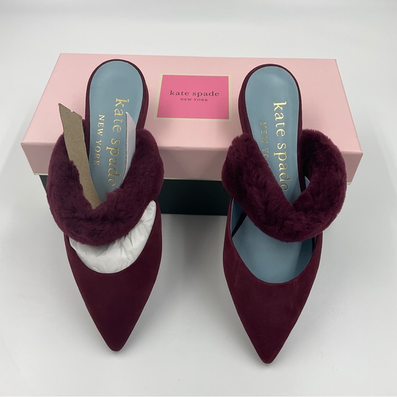Kate Spade NWT Marielle Mules Suede NIB in Grenache Color Women’s Size 6B - Picture 6 of 16